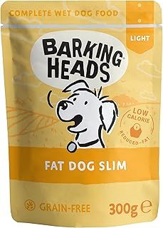 Barking Heads Low-Calorie Wet Dog Food - Fat Dog Slim (10x300g) - 85% Natural Free-Run Chicken with No Artificial Flavours - Grain-Free Recipe with Reduced Fat