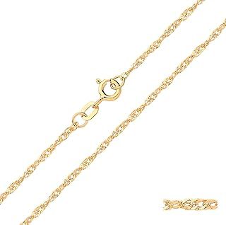 9ct Yellow Gold on Silver Singapore Chain Necklace - 16 18 20 22 24 inch
