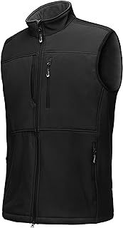 Mens Softshell Gilet Activewear Vests Windproof Fleece Lined Outerwear Zipped Pockets Sleeveless Softshell Jacket for Leisure, Golf, Travelling