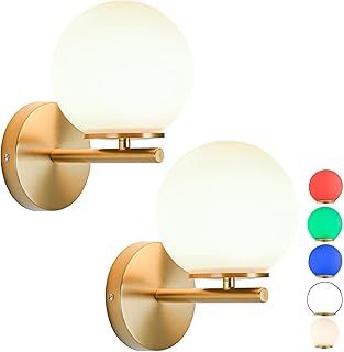 Modern style battery operated wall sconce with remote control, USB Rechargebale LED wall light non hardwire install,Indoor light decor with 6 RGB colors dimmable,Wireless wall light for living room(Go