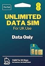 EE Unlimited Data SIM Card Preloaded for 30 Days. Prepaid, not Pay as You go or a Contract. Comes with Unlimited Data. All on the UK's biggest 5G and 4G Network.
