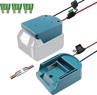 TPDL Pack of 2 Power Wheel Battery Adapters for Makita 18V Battery BL1815 BL1830 BL1850, Updated Battery Converter with 14AWG Wire Cable, 3 Pieces Fuse for DIY Modify, RC Toy, Ride On Truck