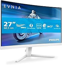 PHILIPS Evnia 27M2C5201L - 27 inch FHD Curved Gaming Monitor, 180 Hz, 1 ms GtG, FreeSync Prem. (1920x1080, 2x HDMI 2.0, 1x DP 1.4) white