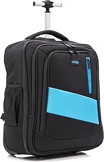 EasyJet cabin bag 45x36x20 Underseat Hand Luggage Carry on Travel Laptop Backpack with USB Port With 2 Wheels (Black, 17" Small)