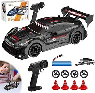 RC Drift Car, 1:24 2.4Ghz Remote Control Car with Cool Lighting & 2 Batteries 50 Mins Play Time, 30km/h High Speed 4WD Racing RC Drifting Cars, Radio Controlled Cars Toys Gifts for Kids Adults