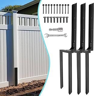 3 Pcs Fence Post Repair Kit, Heavy Duty Fence Post Anchor with Black Powder-Coated,Post Buddy Fence Repair Tilted/Broken Wood Fence Post