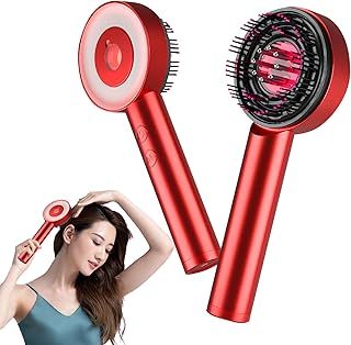 Scalp Massaging Brush, Red & Blue Light Wave Multipurpose Electric Scalp Massager with 3 Massage Modes, Scalp Massage Comb Hair Oil Applicator Hair Massager Scalp Relaxation (Red)