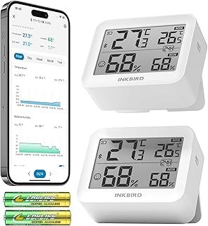Inkbird 2 Pack Bluetooth Room Thermometer Hygrometer, ITH-13-B Digital Temperature Humidity Meter with APP Control, Custom Comfort Level for Home, Reptiles, Greenhouse