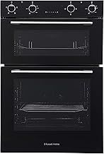 Russell Hobbs 89cm High, 60cm Wide, Black, 110L, Built-In, Electric Fan Double Oven, RH89DEO2001B - Free 2 Year Guarantee