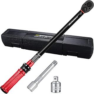 Torque Wrench Set 1/2 Inch,20-230Nm with 3/8" Adapter and 5 Inch Extension,Precision Torque Tool ±3% Accuracy with 72 Teeth Dual-Direction Adjustable for Car & Motorcycle，Truck