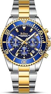 BIDEN Mens Watches Chronograph Stainless Steel Waterproof Date Analog Quartz Watch Business Casual Fashion Wrist Watches for Men