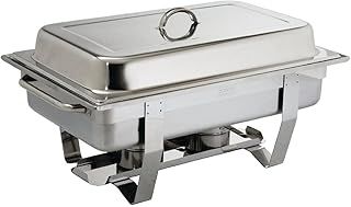 Olympia Milan Chafing Stainless Steel Food Warmer Set 1/1 GN / 9 Litre, Silver - Includes Heat-Insulating Lid, Water Pan, Food Pan, Frame, Fuel Holder - Commercial & Home Use, K409