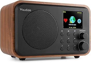 Vicenza Portable WiFi Internet Digital DAB+ Radio with Bluetooth, FM, Rechargeable, Wood Finish, 30 Station Presets, Colour Display, Remote - Ideal Home & Travel Audio System