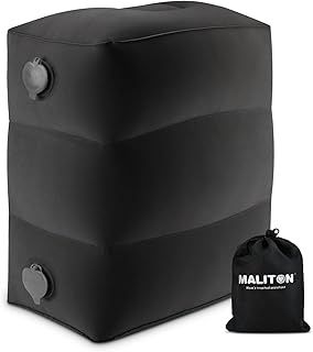 Maliton Airplane Footrest, Inflatable Foot Rest for Kids, Adjustable Height Travel Pillow On Airplanes, Cars, Travel, Office, Toddler Airplane Travel Essentials (Black, 1 Pack)