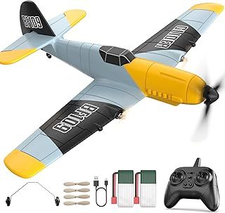 DEERC RC Plane 3 Channel BF-109 Remote Control Airplane Fighter Toys,2.4GHz 6-axis Gyro Stabilizer RTF Glider Aircraft Plane with 2 Batteries,Easy to Fly for Adults Kids Beginners Boys