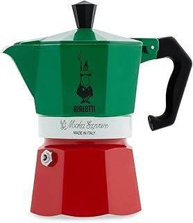Bialetti Moka Express Italia Collection (Tricolor), 3 cup coffee maker, Aluminum, Green/Red