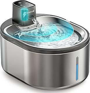 oneisall Wireless Cat Water Fountain for Drinking,4L Stainless Steel Cat Fountain with Motion Sensor, Battery Operated Cordless Water Fountain Cat Bowl,Ultra Quiet Pet Water Fountain, BPA-Free