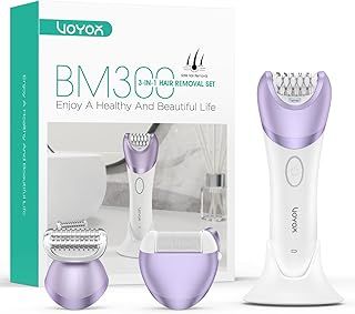 VOYOR Epilator for Women Cordless & Rechargeable, Epilator Hair Removal with 30 Tweezers,3 in 1 Epilators with Electric Lady Shaver and Foot File,Hair Removal Device for Arm Leg BM300 (Purple)