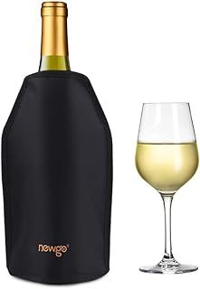 NEWGO® Wine Cooler Sleeve, Reusable Wine Ice Pack Sleeve with Protector, Rapid Cooling Insulator Bottle Chiller for Champagne Burt White Red Wine, Beer - Black