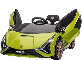 HOMCOM Lamborghini Sian Licensed 12V Kids Electric Ride On Car 2 Motors Toy Car with Remote Control Music Lights MP3 for 3-5 Years Green