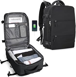 SZLX Large Travel Backpack Women, Carry On Backpack Men,Hiking Backpack Waterproof Outdoor Sports Rucksack Casual Daypack School Bag Fit 14 Inch Laptop with USB Charging Port Shoes Compartment