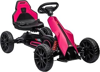 HOMCOM Children Pedal Go Kart, Kids Ride On Race with Adjustable Seat, Swing Axle, Shock Absorption EVA Tyres, Handbrake, for Ages 3-8 Years, Pink