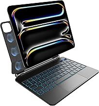pankeybd Keyboard Case for iPad Pro 11 inch M4 2024, 7 Colour Backlit, Multi-Touch Trackpad, Floating Magnetic Design, Black