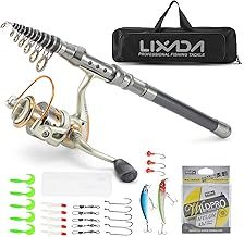 Lixada Telescopic Fishing Rod and Spinning Reel Combo Set,Carbon Fiber Telescopic Fishing Rod,Fishing Line, Fishing Lures Kit Accessories&Fishing Bag for Saltwater Freshwater