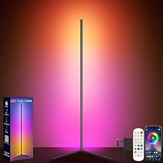 GIPOYENT RGB Corner Floor Lamp, 150cm Smart LED Standing Lamp with Music Sync, App & Remote Control, 16 Million Colours Mood Lighting for Bedroom, Living Room, Gaming Room Decor