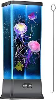 COLORLIFE Cool Jellyfish Tank Aquarium Lamp Night Mood Light for Birthday Holiday Christmas Gifts for Boys Girls Men Wome Home Office Decoration Relaxion
