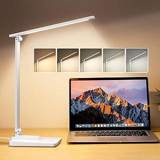 Desk Lamp LED Table Lamp,15 Modes LED Desk Lamp,Dimmable Bedside Lamps with Timer,Multi-Powered Table Lamps for Study, Reading Light,Adjustable Desk Light,White Bedside Lamp for Bedroom,Home,Office