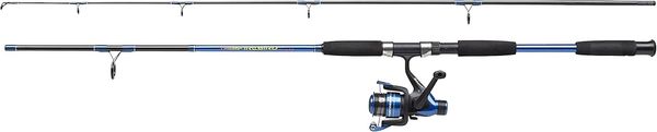Shakespeare Firebird Spinning Rod and Reel Fishing Combo - Pre-spooled with Line, Ready to Fish in Saltwater or Freshwater, Blue / Black
