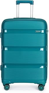 Kono 55x40x20cm Cabin Hand Luggage Hard Shell Travel Trolley 4 Spinner Wheels Lightweight Polypropylene Carry On Suitcase with TSA Lock 40L (Turquoise)