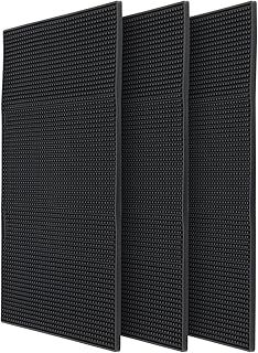 JOIKIT 3 PCS Rubber Bar Mat, 18 x 12 Inch Rubber Bar Service Mat, Non Slip Bar Spill Mat for Kitchen, Coffee Shops, Restaurants, Black