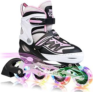 Adjustable Light up Inline Skates, Stylish Design Beginner Roller Skates for Boys and Girls