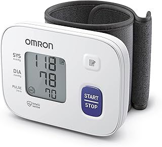 OMRON RS1 Automatic Wrist Blood Pressure Monitor for Home Use or on The Go - Clinically Validated Wrist Blood Pressure Machine with Pre-Formed Wrist BP Cuff (13.5-21.5 cm) - Cuff Wrap Guide Included