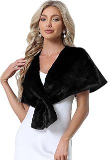 Allegra K Faux Fur Shawl for Women Evening Party Cover Up Winter Bridal Wedding Wraps