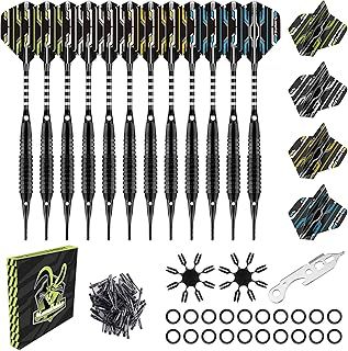 MageRabbit Darts Plastic Tip 12pcs 18g with 16pcs Darts Flight -Soft Tip Darts with 50 Extra Dart Tip 16 Flight Protectors and 1pcs Wrench for Electronic Dart Board