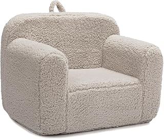 BEJOY Kids Sofa Ultra-Soft Snuggle Foam Filled Chair, Single Cuddly Sherpa Reading Couch for Boys and Girls, Light Grey