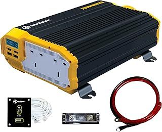 K KRIËGER 1100 Watts Power Inverter 12V to 230V, Modified Sine Wave Car Inverter, Dual 230 Volts UK/British AC Outlets, DC to AC Converter with Installation Kit Included - SGS CE Approved