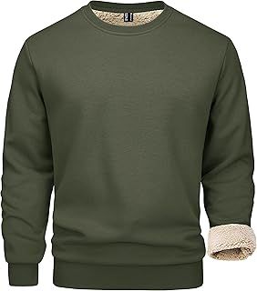 Men's Sweatshirts Fleece Jumper Thermal Pullover Crew Neck Sweater Winter Work Thermal Tops