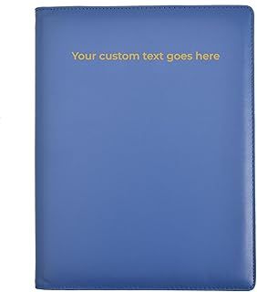 Arpan Personalised Text 48 Pockets 96 Sides A4 Presentation Folder Document File Folder Display Book Portfolio Professional Conference Folder Faux Leather (Blue)