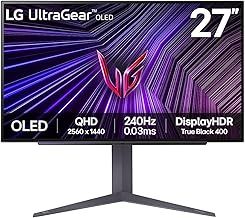 LG Ultragear OLED Gaming Monitor 27GS93QE, 27 Inch, 1440p, 240Hz, 0.03ms, OLED Display, HDR 10, NVIDIA G-Sync Compatible & AMD FreeSync, Smart Energy Saving, DisplayPort, HDMI
