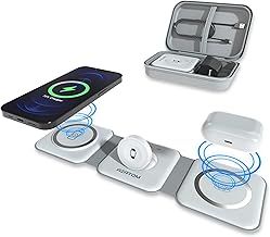 AZATOM E3000 Magnetic Wireless Charger, Foldable Travel 3 in 1 Fast Charging for iPhone 15,14,13,12,11,Pro, Pro Max Apple Watch Ultra, 8,7,6,5,4,3,2,SE Airpods Pro,3,2