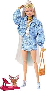 Barbie Dolls and Accessories, Barbie Extra Doll with Blue-Tipped Hair and Pet Chihuahua, Blue Paisley-Print Jacket, Toys and Gifts for Kids​​, HHN08