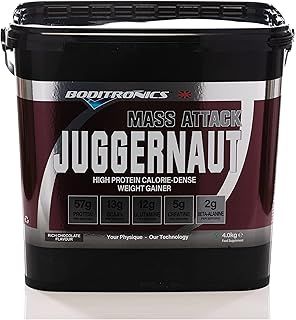 Boditronics Mass Attack Juggernaut Powder for Weight Gainer Powder, All in One Muscle Mass Gainer, High Protein Powder for Men & Women, 5g Creatine, BCAA, Glutamine & Beta Alanine (Rich Chocolates)