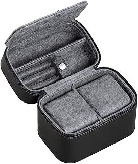 2 Watch Travel Case Storage Organizer for 2 Watches | Tough Portable Protection w/Zipper Fits All Wristwatches & Smart Watches Up to 50mm (Black/Grey)
