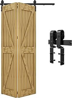 QINAIXQM 3FT/91CM Sliding Door Track Folding Door Hardware Kit Closet Rail Roller Accessory Applicable Door Width Within 91CM, no Panel