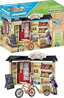 Playmobil 71250 Country farm shop, bike with trailer, organic farm food grocery shop, sustainable toy for children ages 4+