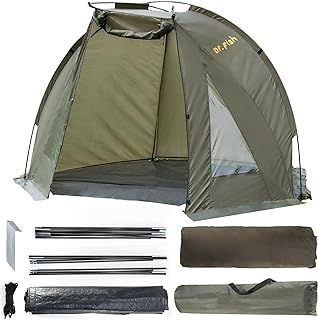 Dr.Fish Carp Fishing Tent Bivvy Quick Erect Lightweight Waterproof Day Shelter with Sides Include Ground Sheet Carry Bag for Spring Summer Autumn Fishing Trip